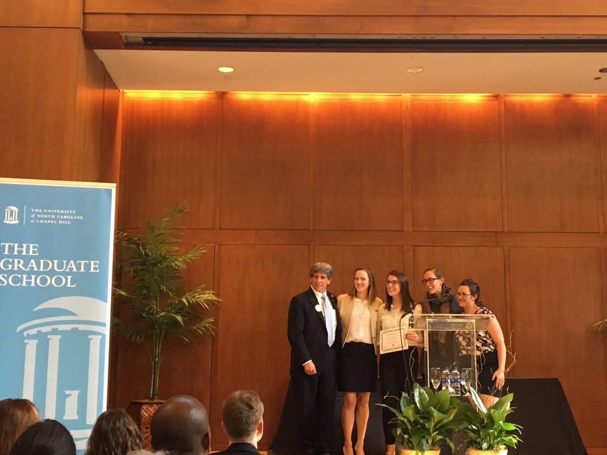 UNC_GradSchool's tweet photo. Wrapping up our awards presentation, Kyla Garrett Wagner @UNCMJgradstudy &amp; Marie Camerota @UNCPsych are honored w/ @GPSFatUNC Graduate Student Awards for Excellence in Mentorship. Congratulations to all awardees! #CarolinaLovesGraduateStudents #UNC https://t.co/UxPfQPEiGf