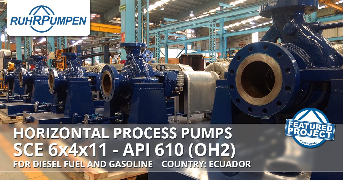 ruhrpumpen's tweet image. RP Mexico recently produced several heavy-duty #ProcessPumps, in accordance with API 610 latest edition (OH2), for diesel fuel and gasoline transfer from our SCE pump line #oilandgas