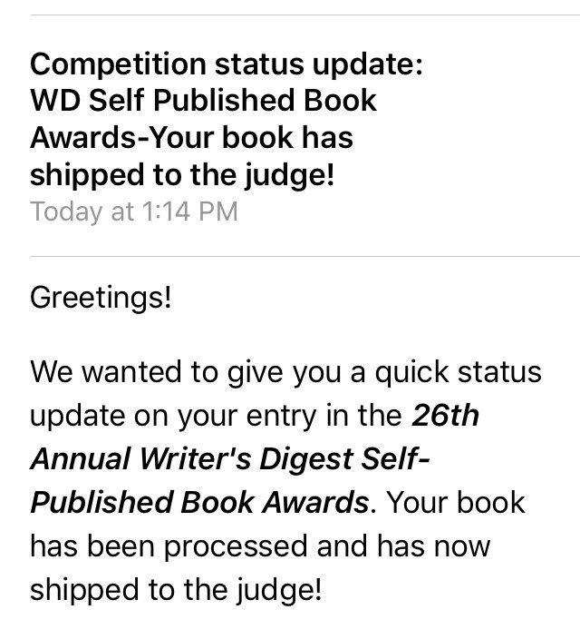 KLeeSchwartz's tweet photo. When you get an unexpected email from @WritersDigest that your #debutnovel is headed to be judged 😱 #selfpublishedbookawards #YAromance #YouWillNeverBeHim #thisisgoingtobealongwait #selfpublishedauthor #readitnow free on #Kindleunlimited or #99cents https://t.co/zlbXveBYdq