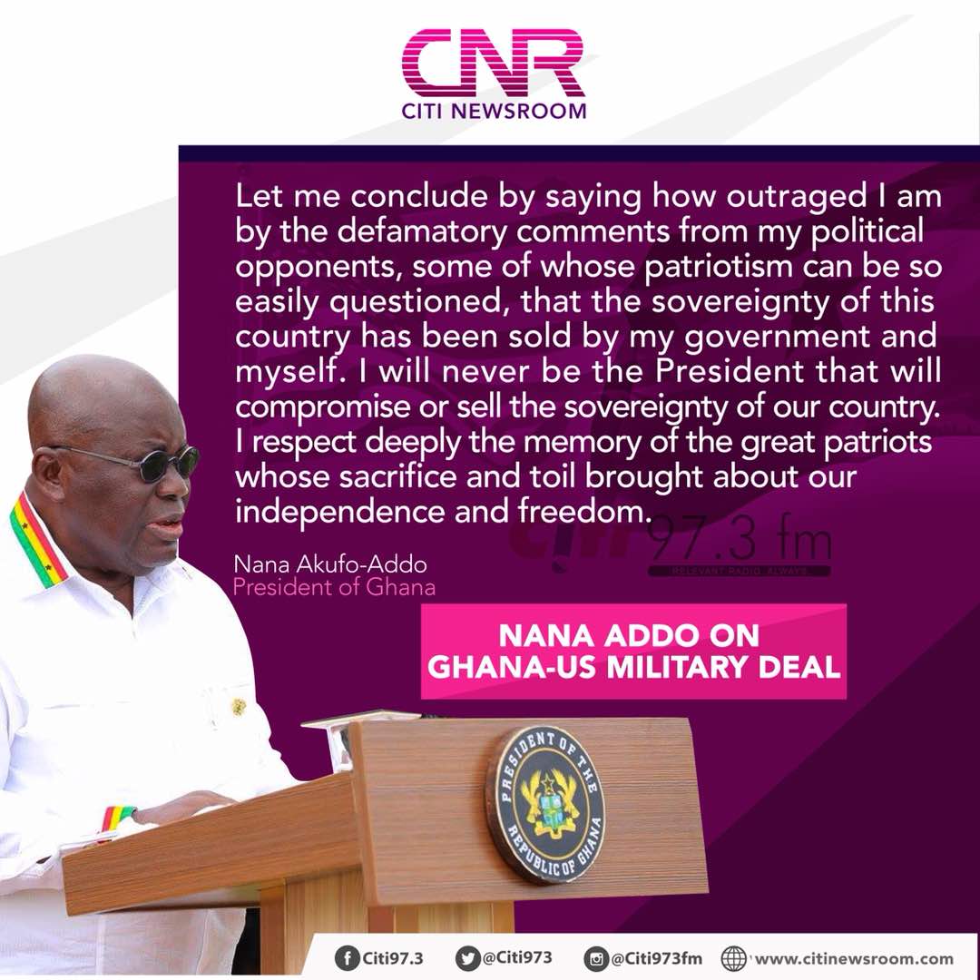 Citi973's tweet image. .@NAkufoAddo is not amused by suggestions that he is selling Ghana's sovereignty  #CitiNewsroom