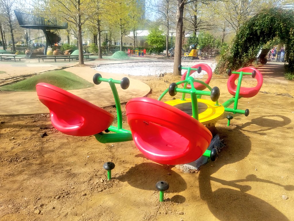 myriadgardens's tweet photo. Making great progress on the Children's Garden equipment  installation however we will not be opening April 9. There's been a delay. Looking at week of April 23. It will be worth the wait. The AbilityWhirl &amp; WeSaw are in! https://t.co/2ka7JqQFXH