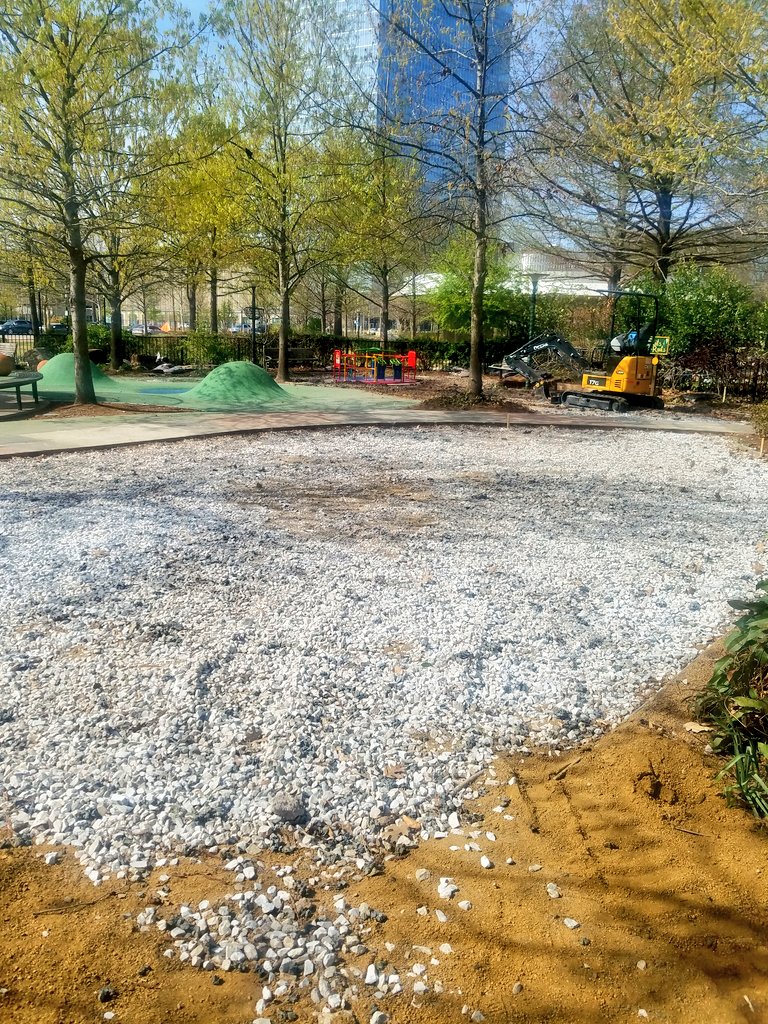 myriadgardens's tweet photo. Making great progress on the Children's Garden equipment  installation however we will not be opening April 9. There's been a delay. Looking at week of April 23. It will be worth the wait. The AbilityWhirl &amp; WeSaw are in! https://t.co/2ka7JqQFXH