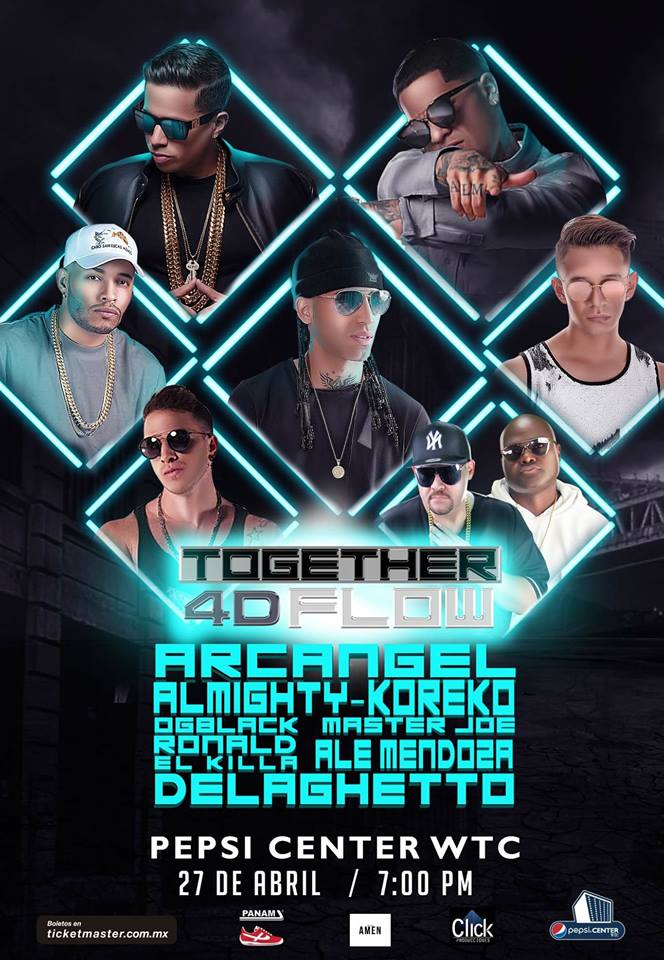 ElBreakMN's tweet photo. #Musica Un gran acontecimiento les depara a los amantes de la música urbana más exigentes #festivalTogether4DFlow en México, a realizarse el próximo Viernes 27 de Abril en el @PepsiCenterWTC @ALEMENDOZA_GT , #Almigthy @RONALDELKILLA , @KorekoMusic , @ogblacksugar y #masterjoe https://t.co/QC2xuKI1E7