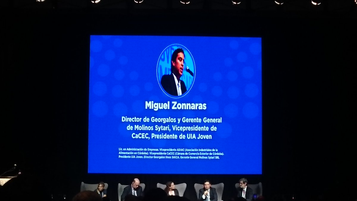 jececisa's tweet photo. Miguel Zonnaras 
Director De Georgalos y Gerente General de Molinos Sytari,Vicepdtede CaCEC, Pdte de UIA Joven
#b20córdoba2018 #b20 https://t.co/UmX3izkck3
