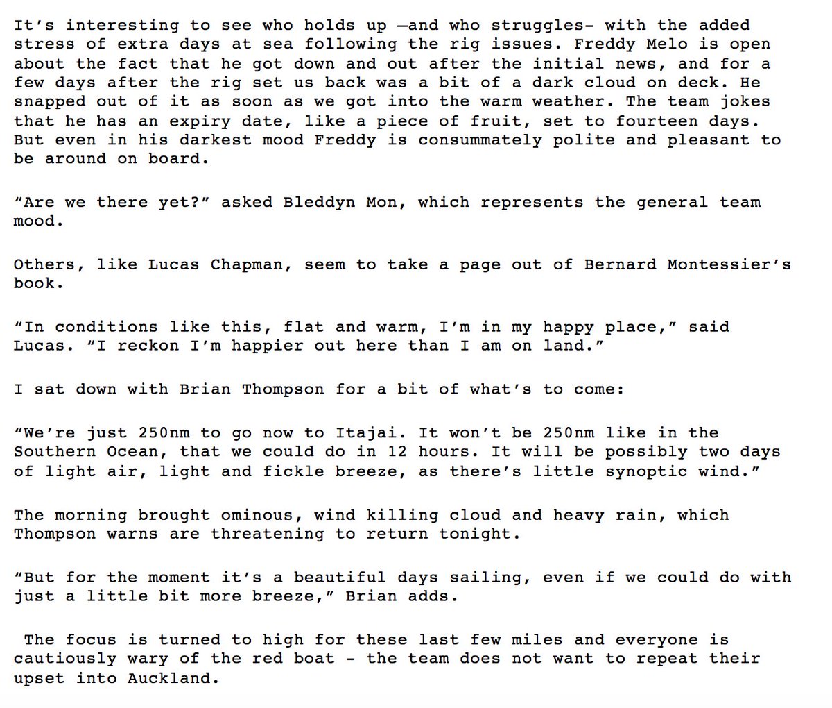 TurnTidePlastic's tweet photo. 📝 OBR Blog・April 5th ⛵️ 
"Spirits are light. So much so that at one point in the day the crew decided to try and write a romantic sea poem to pass the time. Here's what they came up with..." 
Read the sailor's poem in full 👇
Blog✏️ @_samgreenfield_ @volvooceanrace https://t.co/Njz3GakR8l