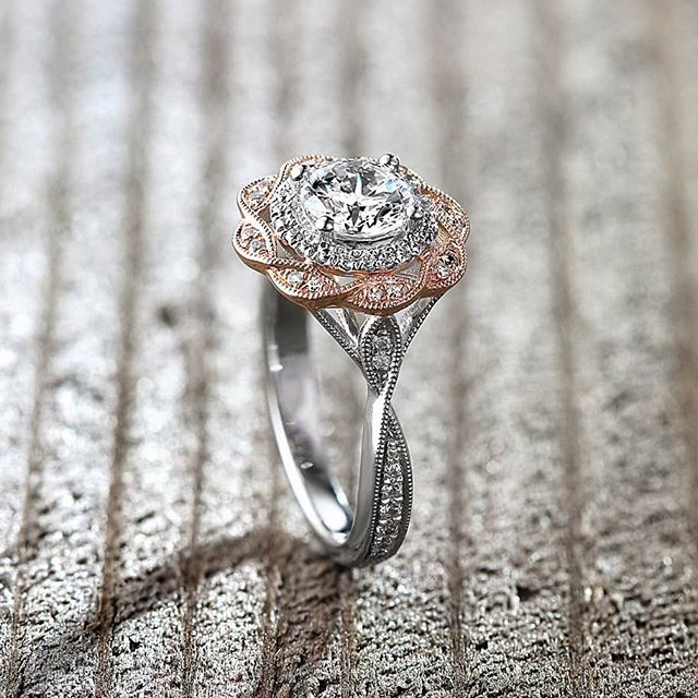 Floral inspired rose and platinum engagement ring ift.tt/2Ek7Tsl