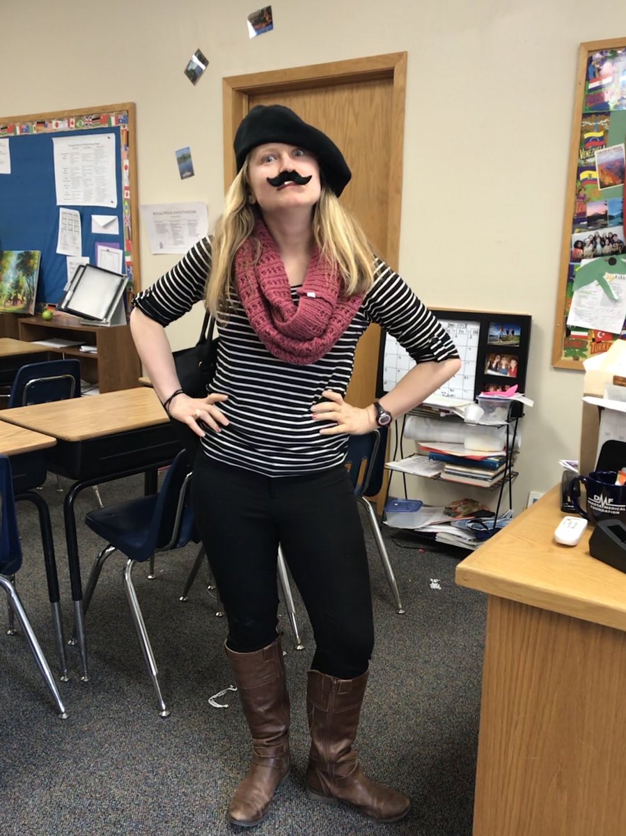kaialunde's tweet photo. Bonjour mes amis! We learned about French stereotypes yesterday in a fun, unique, and memorable way! Is this what you think of when you think of a French person? #realquestion #Frenchstereotypes #gfschools #makelearningfun #thatstachethough https://t.co/BaBKBU0XMC