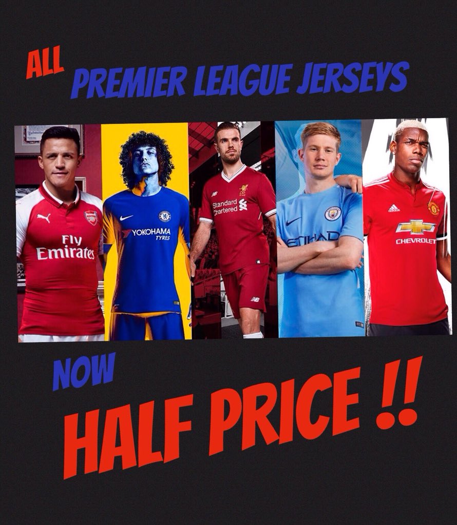 SportsmansDream's tweet photo. 🔥🔥 FLASH SALE  🔥🔥
         All Premier League Jerseys  ➡️ 
                Now HALF PRICE ‼️ 
{While Stocks last - when they’re gone - they’re gone !!!}  #RealDeal #GenuineBargains https://t.co/D4u786B9ai