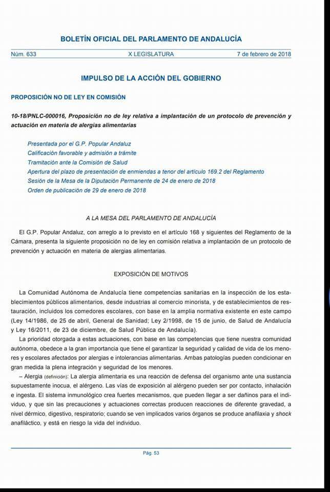 Con la aprobación hoy en <a href="/ParlamentoAnd/">Parlamento Andalucía</a> de la PNL para implantar un protocolo de escolarización segura para menores con #alergiaalimentaria, hemos dado un paso más para conseguir que nuestros niños y niñas estén seguros en los centros educativos andaluces.