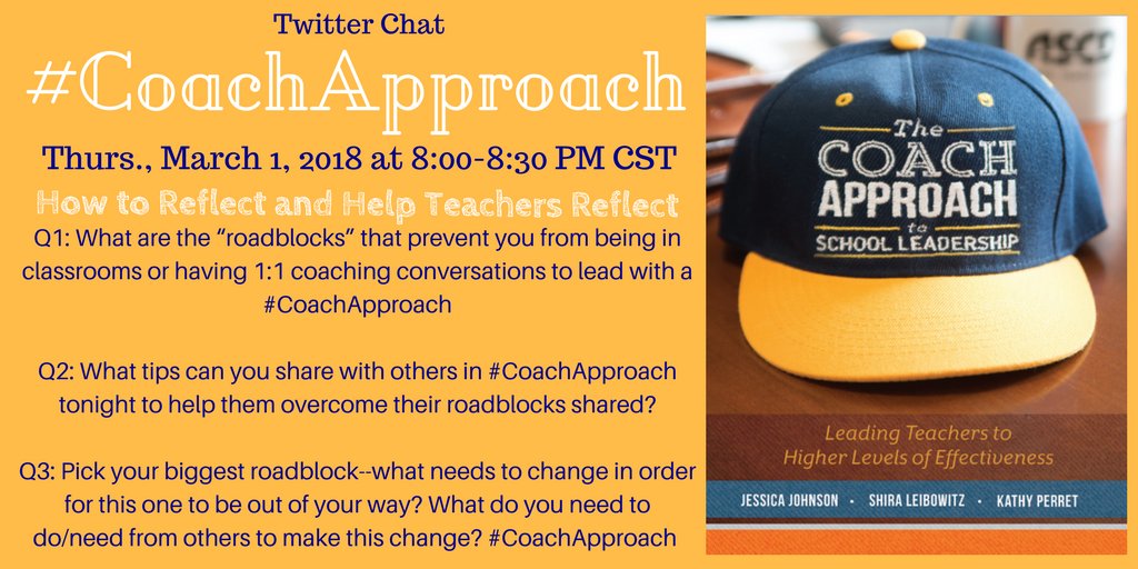 4coachapproach's tweet photo. We are looking forward to chatting about The Reality of the Road Blocks when Leading with a #CoachApproach. Join us at 8pm CST. Here are the questions so you can think about them ahead of time. The 30 min chat goes fast! 

See you soon! https://t.co/TNYES9iCZ0