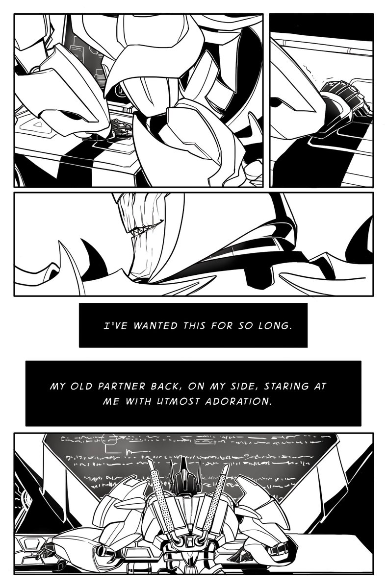 'Cheap Victory' (1/3)  This was my entry for the 2016 MegOP zine hosted by @taiyaribot (amazing artist, def check them out!), I don't write MegOP a lot so this was a nice challenge! I wanted to focus on TFP Megatron's thinly veiled begrudged admiration he has for Optimus Prime.