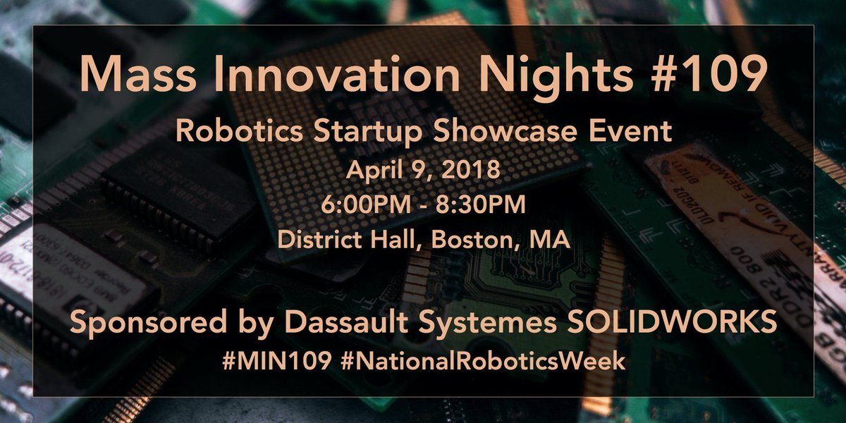 BostonTweetUp's tweet photo. MONDAY: 6PM #MIN109 hosted by @DistrictHall @MassInno @BobbieC @3DSNorthAmerica @SOLIDWORKS https://t.co/uD95gdQFor @klaritylaw @upstream_tech @humantelligence @WINDOWMATE_RF @MIT_pipeguard @voysis @AskWoobo @zombaitlures @SyntheticMuscle @omnipsense https://t.co/Ul0mrgZtwi