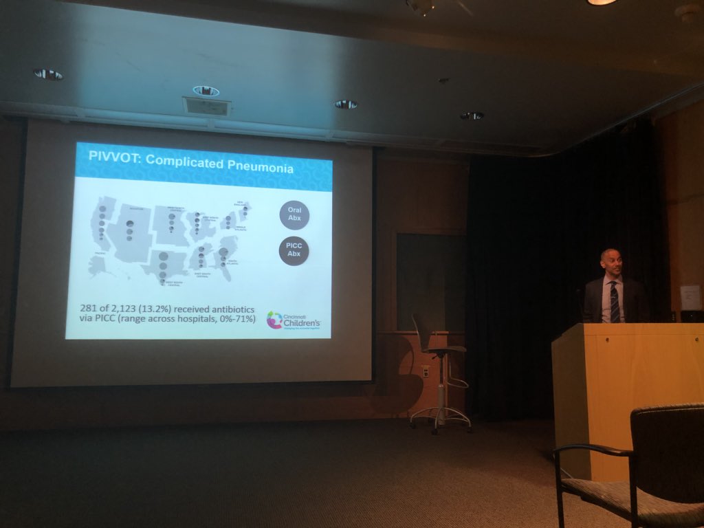vineet_chopra's tweet image. Great to have @SamirShahMD visit @umichmedicine for #hospitalmedicine #grandrounds. Key takeaways: 1/ pneumonia dx in children is difficult; 2/ dx and Rx varies widely across hospitals; 3/ #PICCs lead to more harm than benefit in kids with pneumonia. The last one I get! #MAGIC