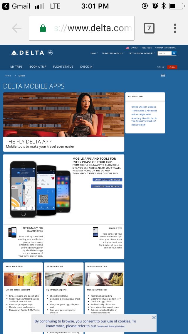 It would be nice if link to mobile apps was responsive to mobile <a href="/Delta/">Delta</a>