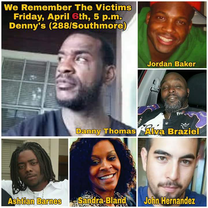 #PROTEST 
Tomorrow at 5 p.m.
288/Southmore at Denny's. We stand for #DannyRayThomas #SaheedVassell #StephonClark #DeCynthiaClements
#BLMHOU