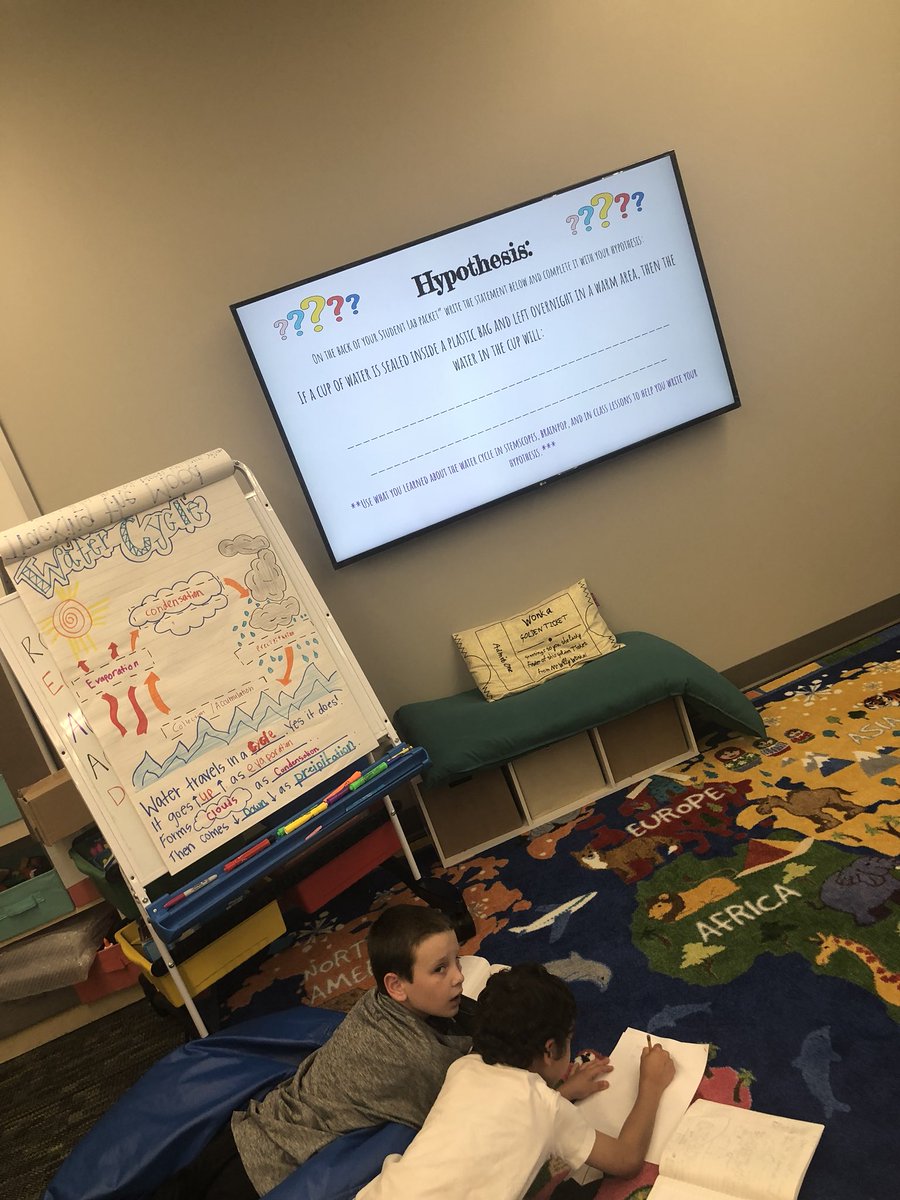 LEThomas_ECE's tweet photo. Water Cycle lab Day 1! “If a cup of water is sealed inside a plastic bag and left in a warm area over night, then the water in the cup will...?” @HumbleISD_GE #wearegroves @Humble_Science #thomastribe https://t.co/V0fNjKNuet