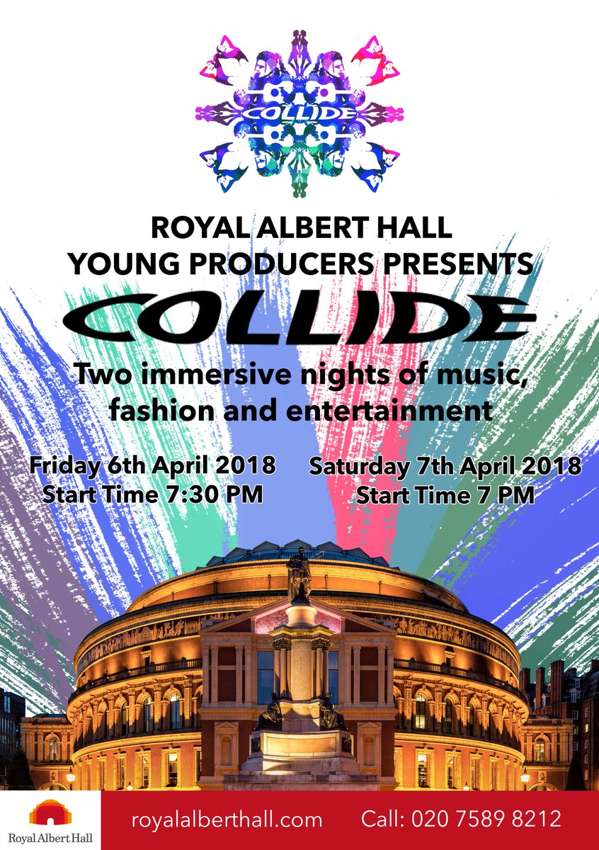 RAHYoungProd's tweet photo. #RAHCollide kicks off TOMORROW. We expect to reach capacity so get your tix in advance to guarantee entry: https://t.co/xgVCrnLnKV
See a cutting edge fashion &amp; music show on Fri and experience the world of street art inside the @RoyalAlbertHall on Sat. You won't want to miss out. https://t.co/LhGK0Y6BGc