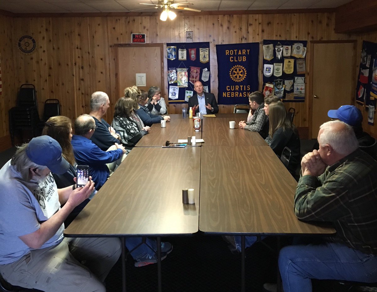 PeteRicketts's tweet photo. Great to be in Curtis for their @Rotary meeting to discuss the need for property tax relief this year. #NETaxCuts https://t.co/fy9imWsguB