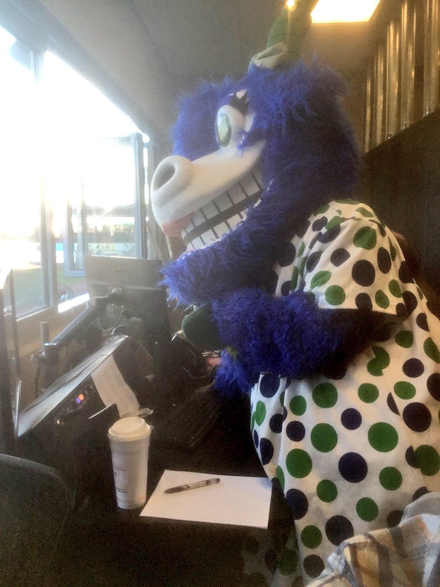 berman1125's tweet photo. I promise this isn't a setup. The mascot is in here fixing the computer. #openingdayfun https://t.co/myoVCp4yk1