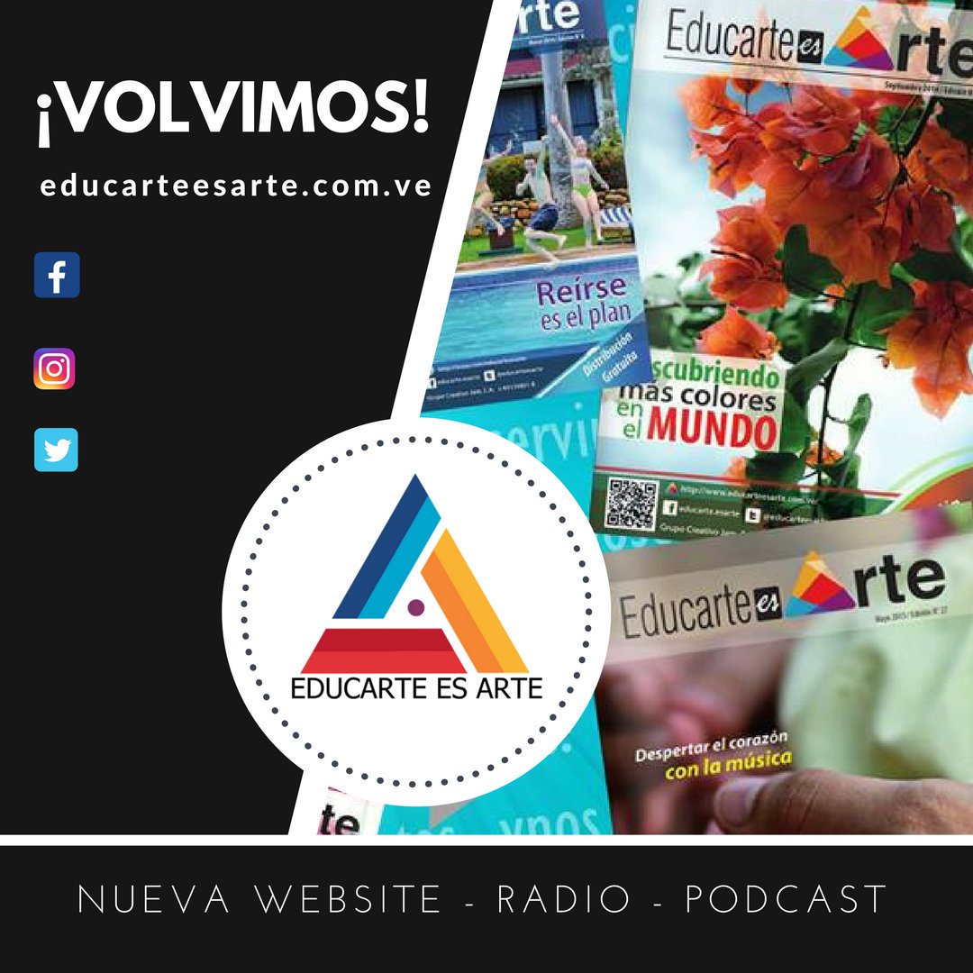 EducarteEsArte's tweet photo. ¡Regresamos! Para compartir todo el material que sacamos desde agosto 2013 en las revistas en físico, podcast, nuevas entrevistas y más!!! https://t.co/IBLSXFXZDq
