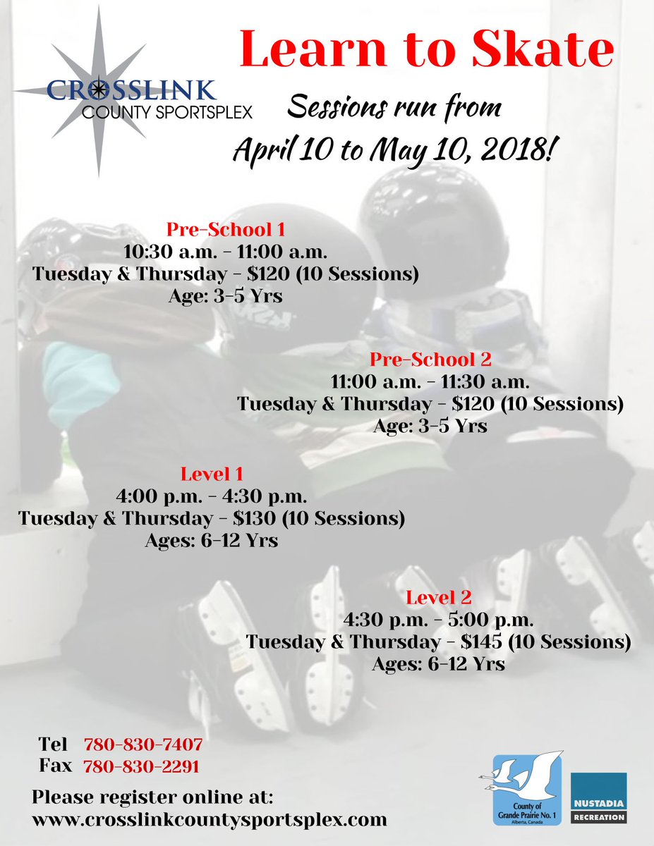 CGPsportsplex's tweet photo. Our last Learn to Skate before Summer Break starts next week, April, 10, 2018! Don't wait, register online at https://t.co/DD8LdhbNrS or call us at 780-830-7407. See you @CGPsportsplex https://t.co/WnCvC7bC9g