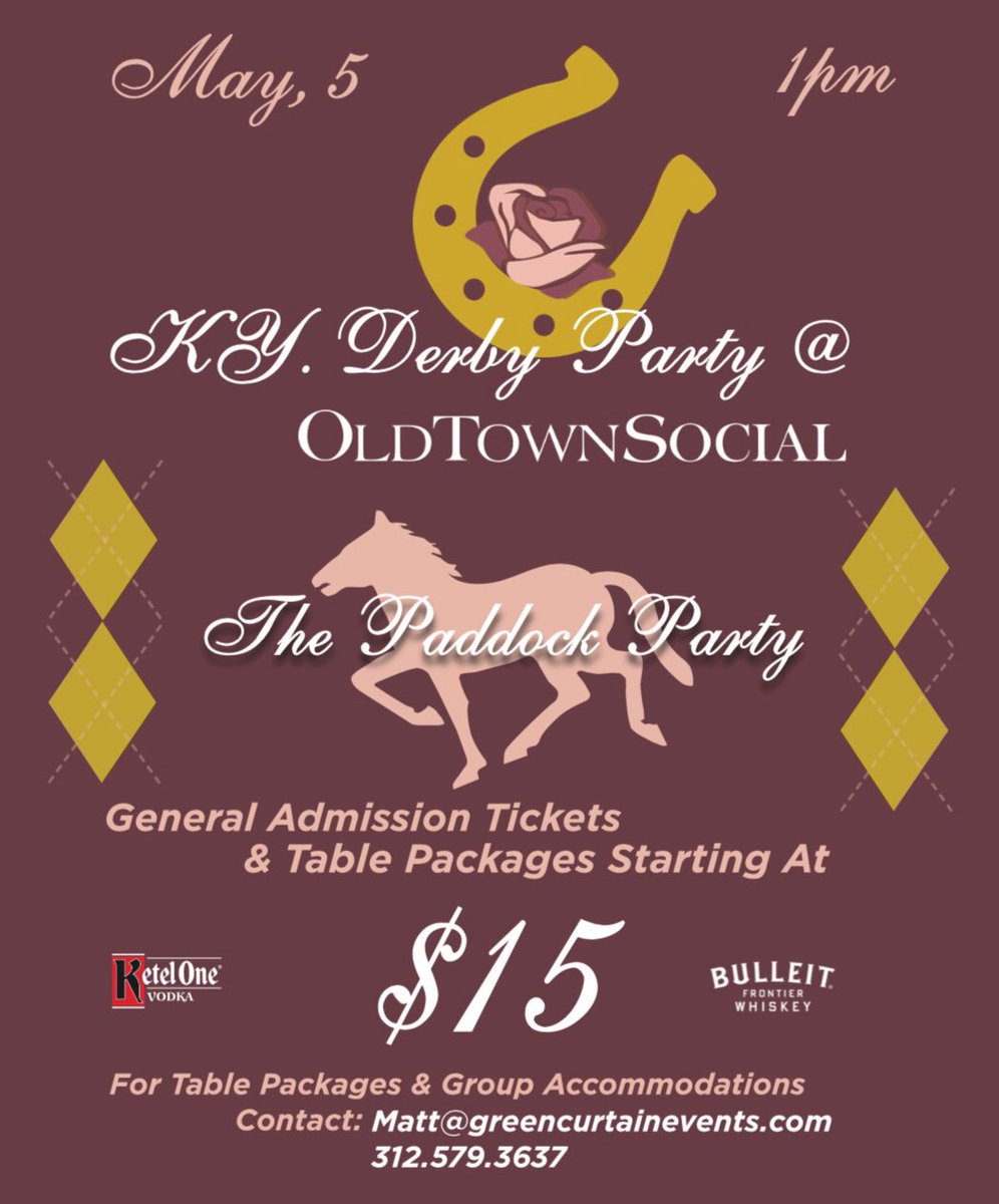 Get your tickets now at: gce.hastickets.com/KYDatOldTownSo… | For reservations and table accommodations, please contact: Matt@GreenCurtainEvents.com | We can’t wait to see you in your Derby get-up!
🏇
🏇
🏇
#derby #kyderby #kentuckyderby #oldtownsocial #oldtownchicago #chicago