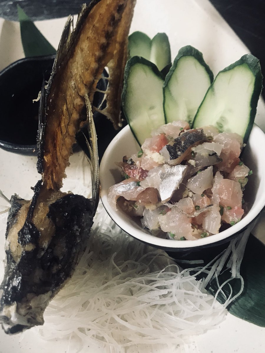 SushiRan's tweet photo. Aki tataki (line caught horse mackerel), delicious 😋 at sushi ran https://t.co/1AyRU9pp11