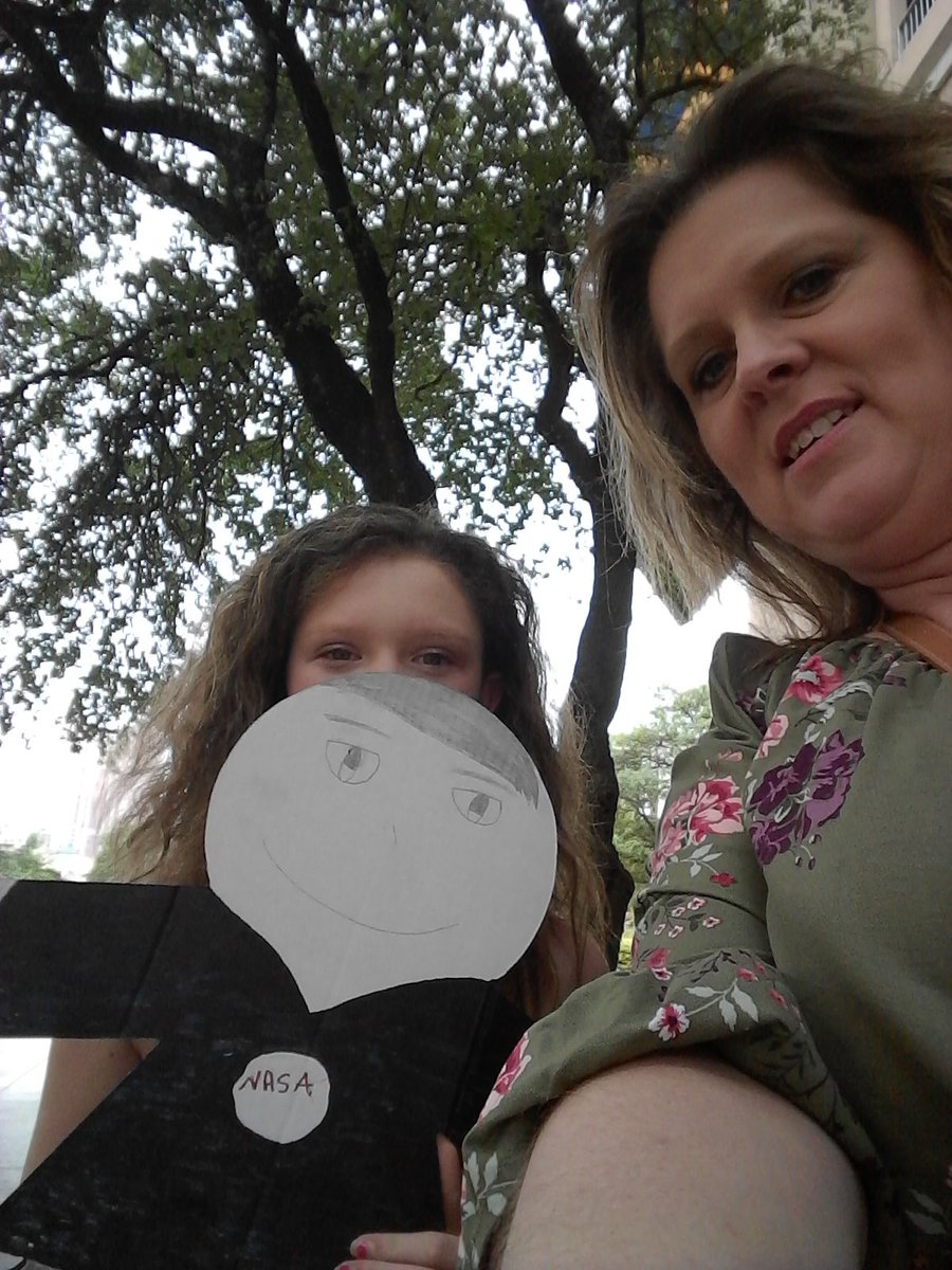 NASA fella was hanging out next to a tree on our path through San Antonio. #cardboardkidsSA