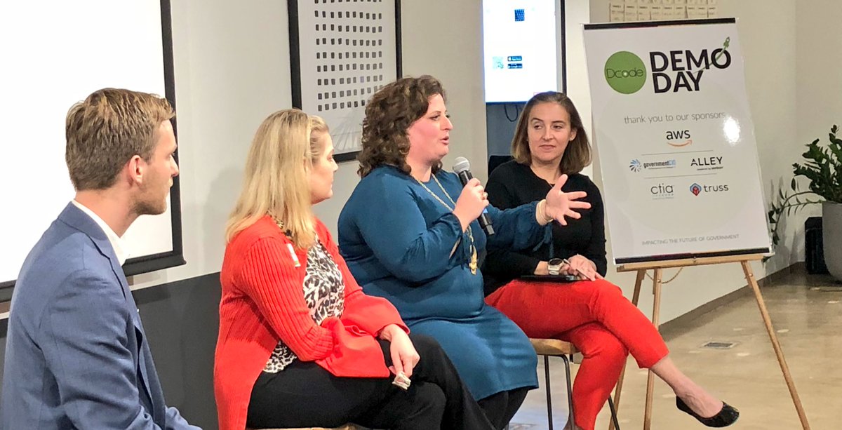 dcodethegov's tweet photo. The panel for #dcodedemoday are amazing females really moving the needle in the gov @NGA_GEOINT @CTIA @DHSgov https://t.co/cKOX4hRtGP