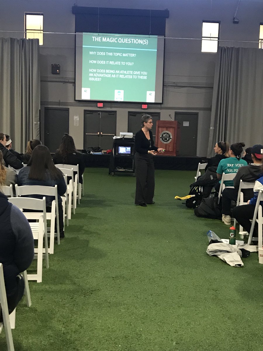 SageGators's tweet photo. Student athletes spending their evening listening to Dr. Nancy Kaplan speak about leadership for #D3Week #sagenation https://t.co/W7WgyqiV8f
