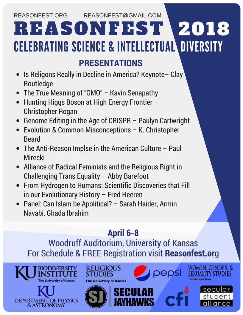 ElRazhes's tweet photo. #ReasonFest2018 starts tomorrow with our opening speaker @HeerenFred talking about the scientific discoveries that illuminate how we evolved to be the species that we are today.
For the rest of speakers and topics, visit https://t.co/BWHzAXTFZ4 https://t.co/r2Gw9m6YOZ