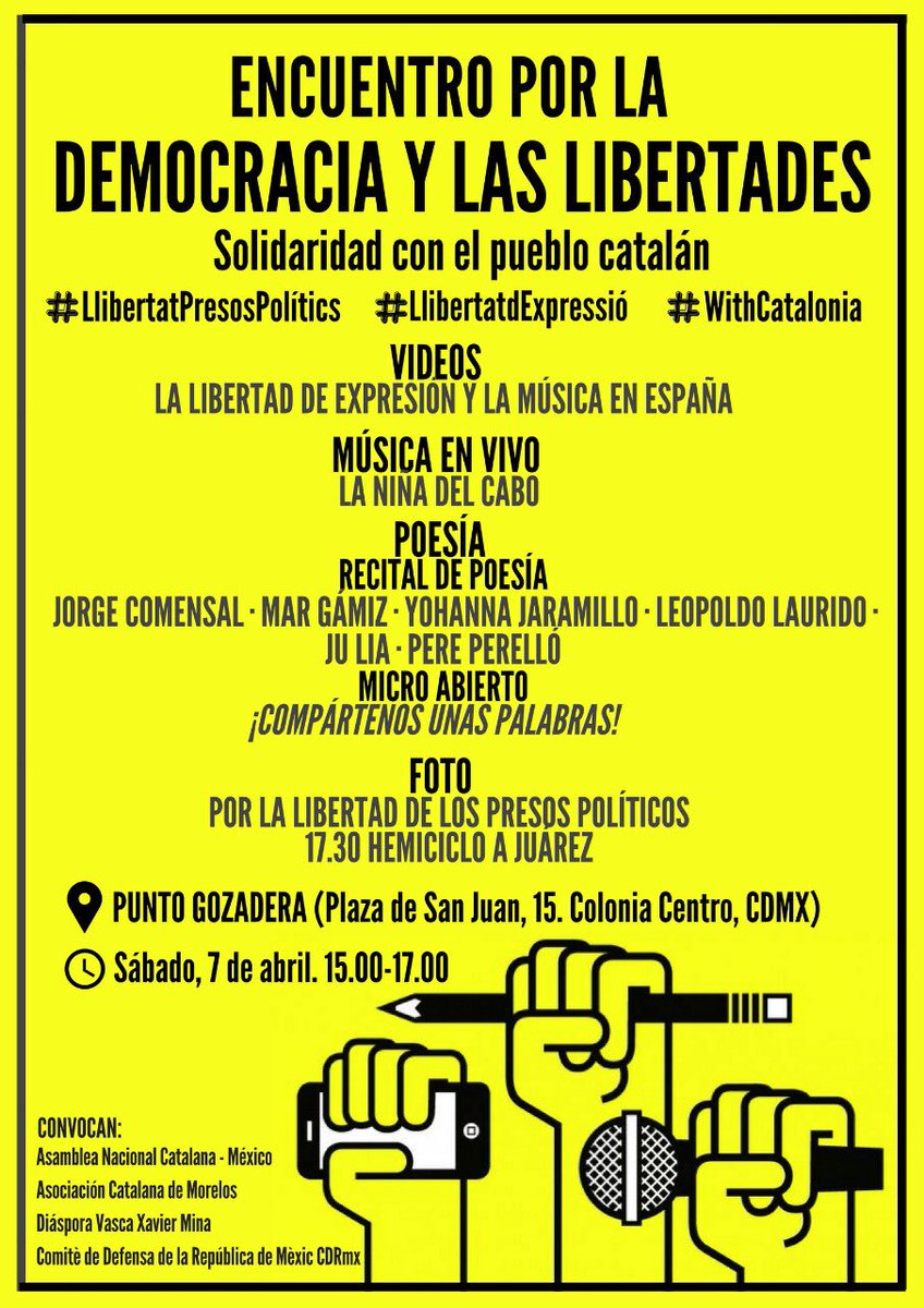 Invitamos en CDMX #LlibertatPresosPolítics #CDRs #México #WithCatalonia Libertad Presos Políticos #libertad #llibertat