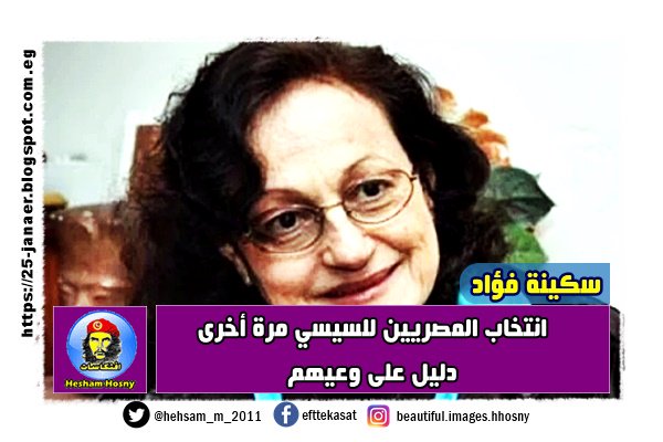 سكينة فؤاد انتخاب المصريين للسيسي مرة أخرى دليل على وعيهم