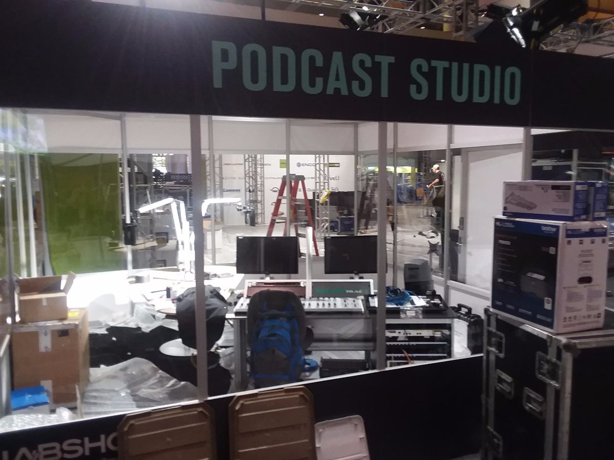 BroadcastBeat's tweet photo. Broadcast Beat's NAB Show LIVE set and Podcast Studio coming together.  Shows start in less than 48-hours.  We'll be ready, will you? #NABSHOW https://t.co/DErL94ad4W