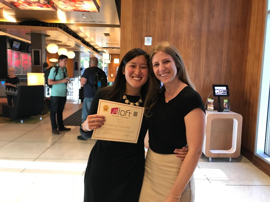 A big congratulations to our #GuestoftheWeek Susan! Thank you for brightening our days here at the #AloftOrlando!