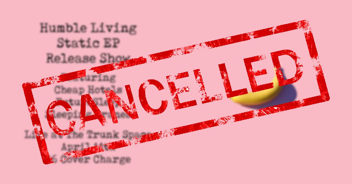 I’m sorry to inform, but our EP release show is cancelled due to a death in the family. We are attempting to reschedule, and will keep you posted on a possible future date. We’d like to thank you all for understanding and any prayers sent our way.
