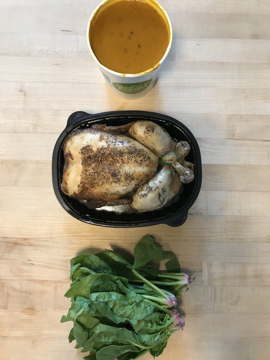 BitesBL's tweet image. Don't know what to make for dinner tonight? Try our @WholeFoods #dinnerhack! #glutenfree #dairyfree #eggfree #foodblog #healthyrecipes 
Thai Coconut Carrot Soup + Organic Roasted Chicken + Fresh Spinach. Going to make a stew out of it and serve over rice (optional)!