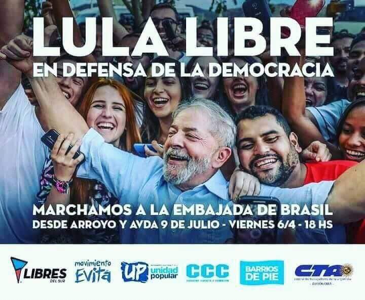 AgenciaElVigia's tweet photo. Convocan a una manifestación este viernes en Buenos Aires en defensa de #LulaLivre #FuerzaLula https://t.co/SyZdcwdctp