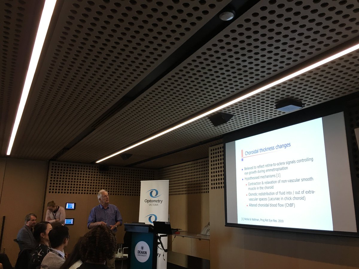 MyopiaClinic's tweet photo. In an interesting talk, Dr John Phillips from the Auckland Myopia Lab @OptometryUoA @FMHS_UoA describes how uncorrected presbyopia could be a risk factor for ischemic retinal diseases at #SEMO_2018 https://t.co/KWA6ZLQhaN