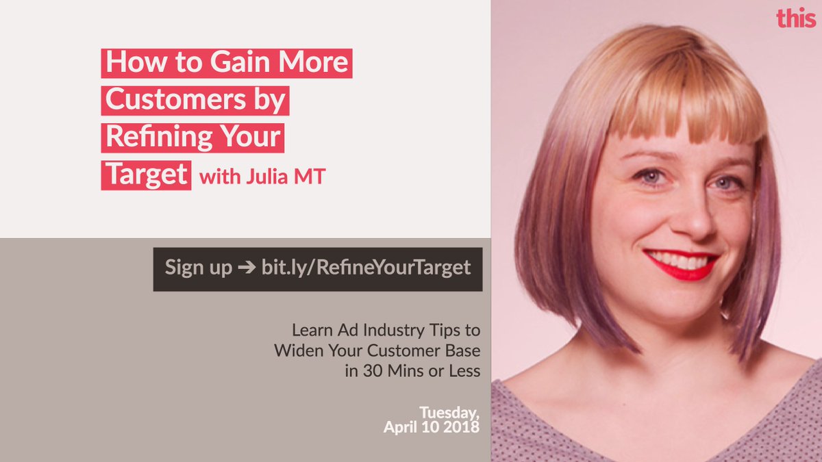 Julia_M_T_'s tweet photo. Want to learn real ad industry techniques for gaining more customers super easily? Join me Tuesday April 10 and I'll tell you everything! https://t.co/rb4vPhgmRy https://t.co/fpdZy38FB0
