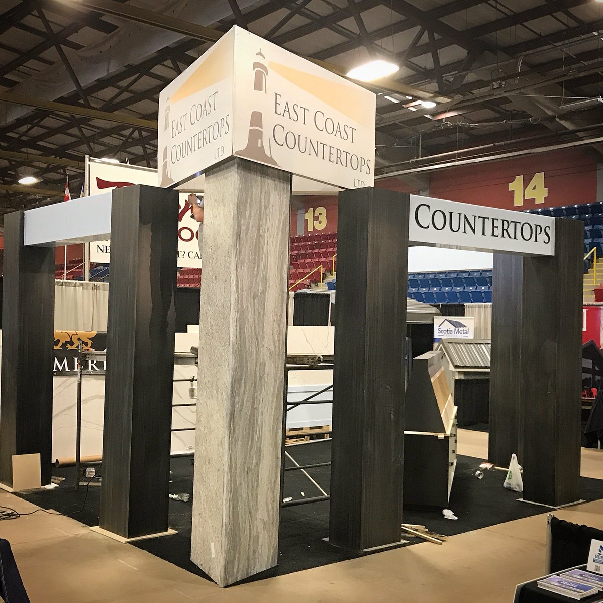eccountertops's tweet photo. Home show setup still going on to the wee hours tonight!  The show begins tomorrow morning... https://t.co/QbF8J8Ty0H