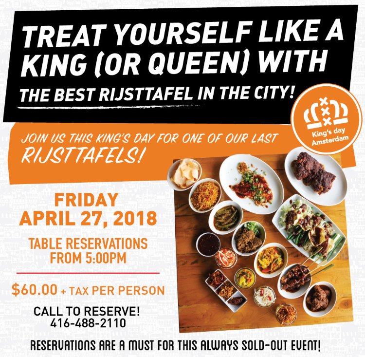 The countdown is on until we close. Join us on April 27th for one of Noorden’s last rijsttafels. Limited space available! Call 416-488-2110 to reserve. #noordenfoodbar #noordento #noordentoronto #rijsttafel #ginbar #midtowneats #xxx