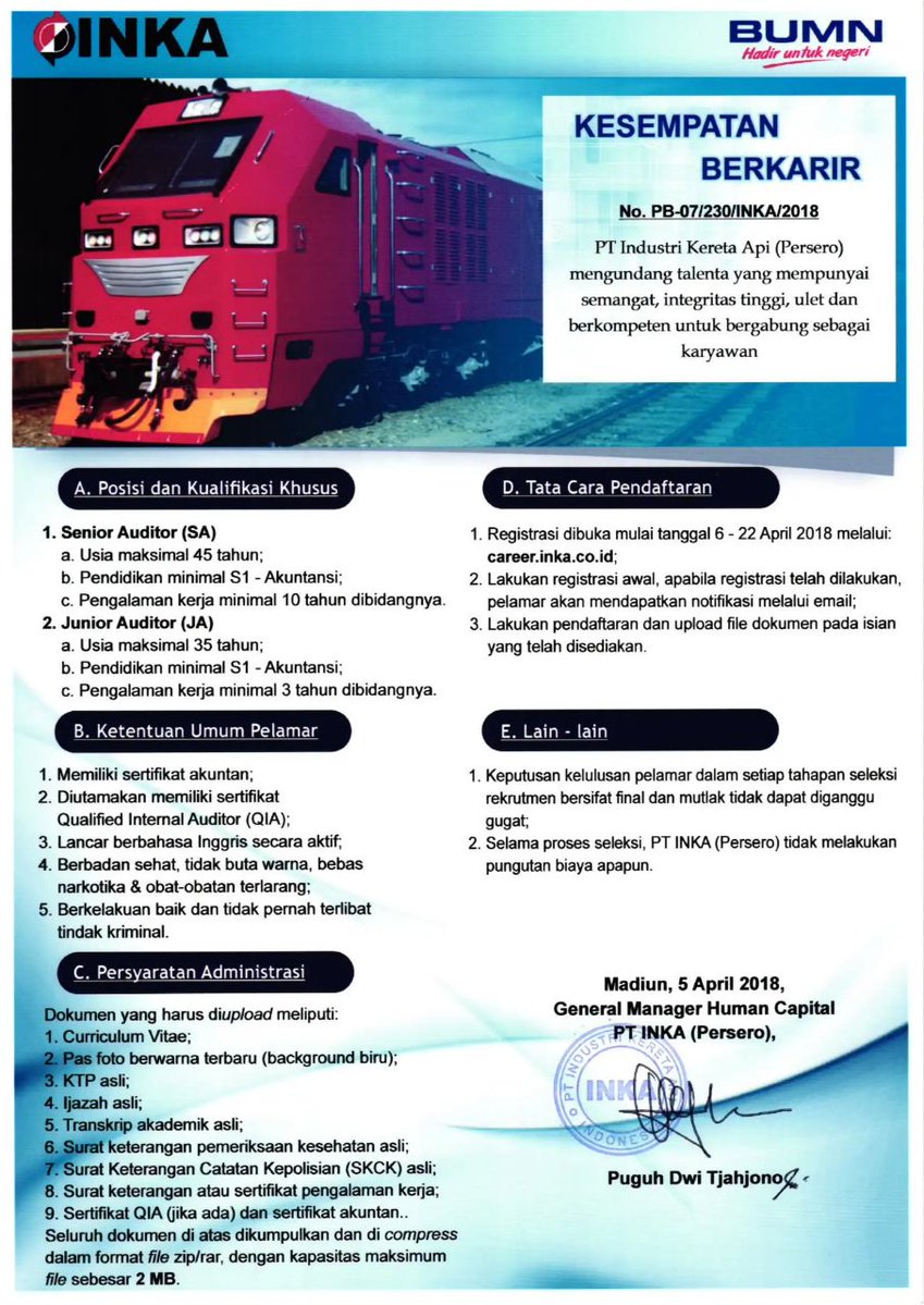 Lentera Bumn Pa Twitter Ada Lowongan Untuk Senior Dan Junior Auditor Dari Ptinka Apply Thrugh Https T Co Oiaklbmvc0
