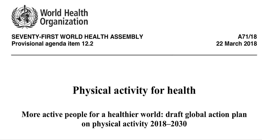 ncdalliance's tweet photo. #AgitaMundo! 6 April is World Day of #PhysicalActivity & a great time to check out the new WHO report containing an overview of the draft Global Action Plan on Physical Activity due to be considered at #WHA71 in May #GAPPA #NCDs #beatNCDs https://t.co/26QYYyuLa7 https://t.co/ppoCdjfvZc