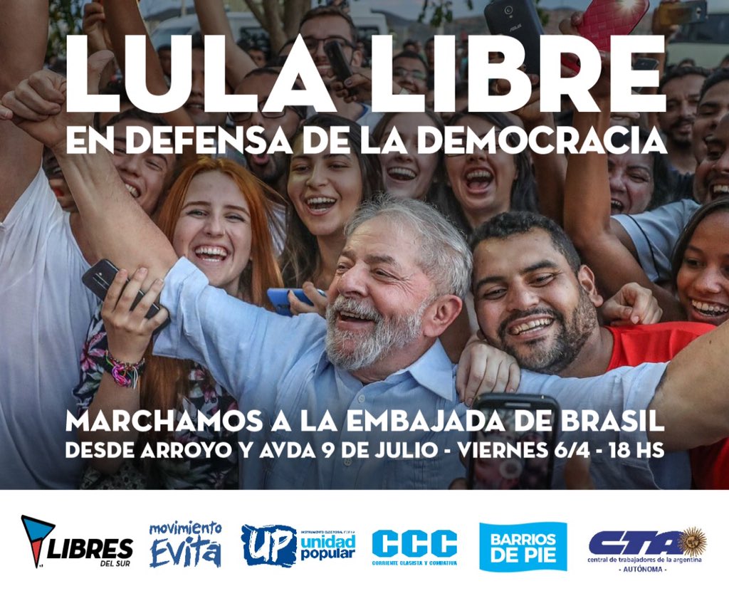 @ActualidadRT @jomajo123467 @NicolasMaduro @LulapeloBrasil Todo el apoyo para el Compañero luchador Social  #LulaLivre #MaduroEsPuebloEnBatalla