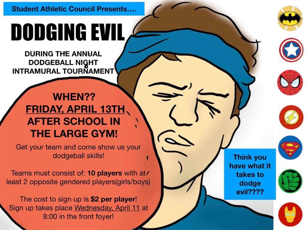 StRobertsSAC's tweet photo. SAC is having our annual DODGEBALL NIGHT! Get a couple of friends and sign up to be your favourite superhero and maybe even win the tournament!🔥 https://t.co/F4pF9ZMaRt
