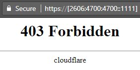 trythinking's tweet image. The IPv6 version of @Cloudflare 's 1.1.1.1 website returns 403s. Nice.