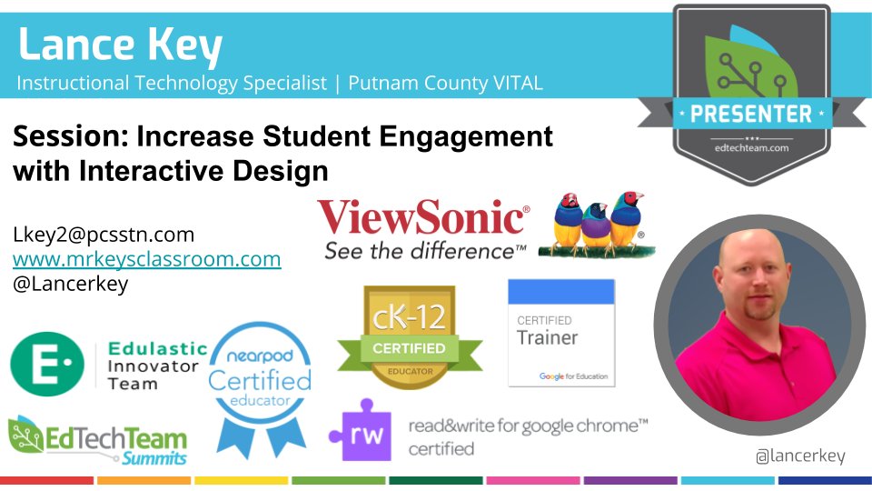 lancerkey's tweet image. I am excited to announce that I will be presenting at the @edtechteam conference in Indiana. Come by and see "Increase Student Engagement with Interactive Design." @viewsonicedu_us @ViewSonic @followmolly @VITALK12 Follow our creations at: #edtechcreate