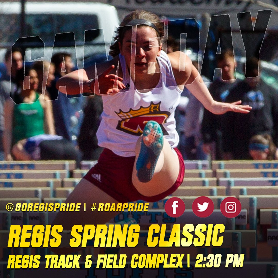 GoRegisPride's tweet photo. It may be cold, rainy and windy but that won't stop @RegisCollege_MA @RegisTrack_XC from launching the 2nd Annual Regis Spring Classic! First events begin at 2:30pm at the Regis Track & Field Complex. Good luck to all our throwers and runners! #RegisTF #RoarPride https://t.co/PB4vc5JDaW