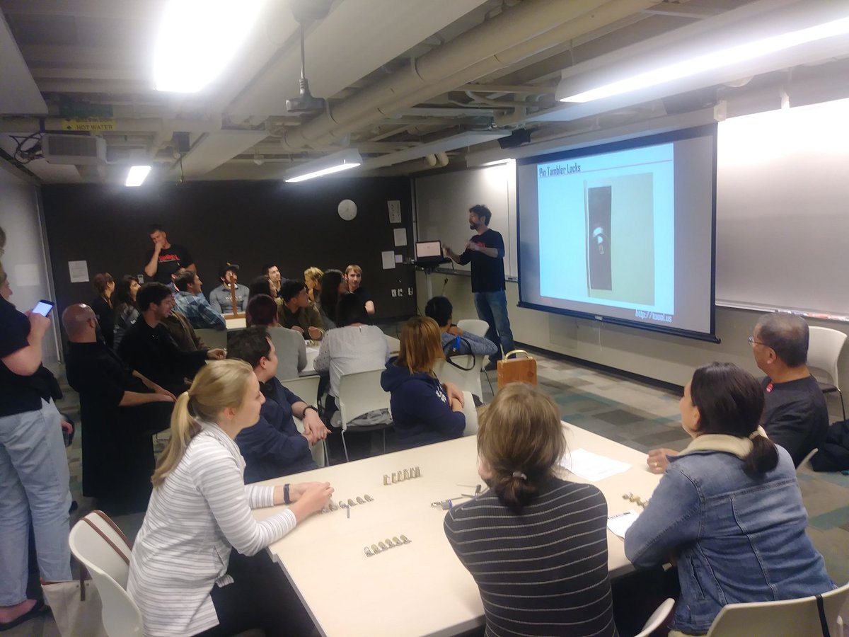 tooolsf's tweet photo. Preston, speed teaching lockpicking @exploratorium After Dark for @tooolsf https://t.co/DqgXq7p8vR